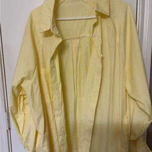 Yellow Striped Button-Up Shirt